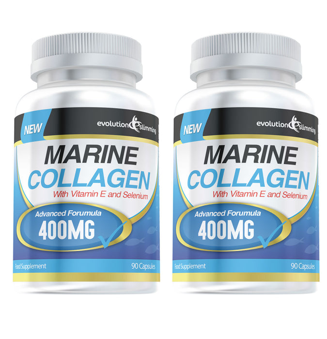 Marine Collagen 400mg with Vitamin E and Selenium - 90 Capsules -New Advanced Forumla