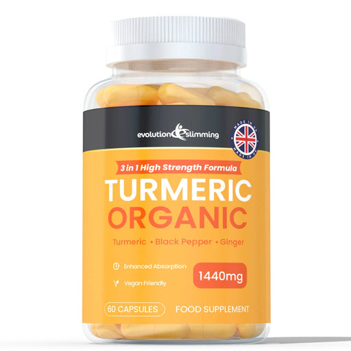 Organic Turmeric Capsules 1440mg – High-Strength Turmeric, Ginger & Black Pepper Evolution Slimming