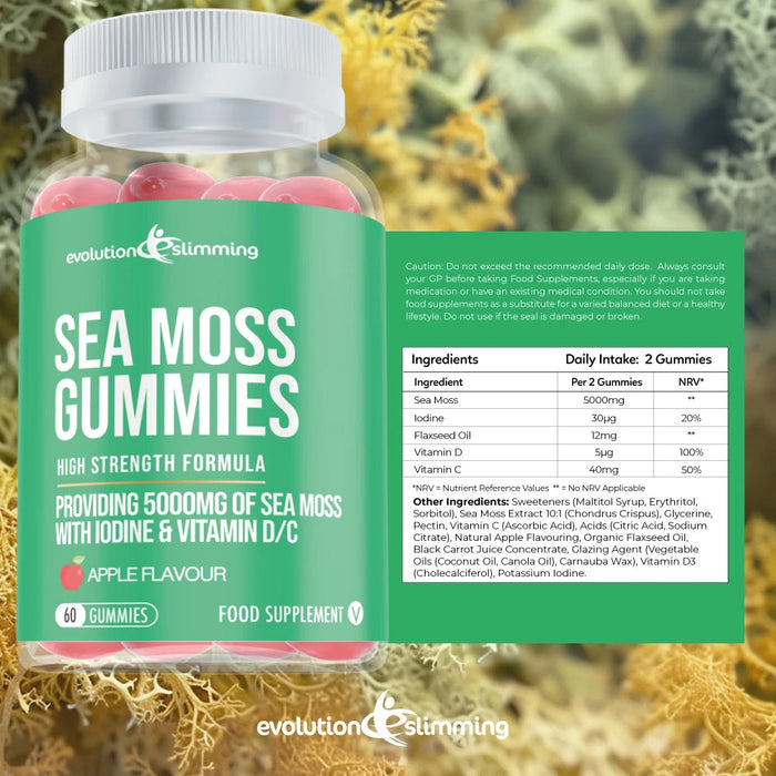 Sea Moss Gummies with Iodine, Vitamin C & Vitamin D -  Anti-Inflammatory & Immunity Support Evolution Slimming