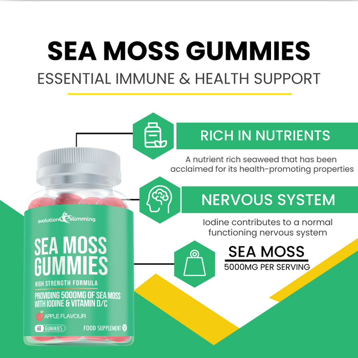 Sea Moss Gummies with Iodine, Vitamin C & Vitamin D -  Anti-Inflammatory & Immunity Support