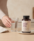 Gut Five vegan capsules in a morning wellness routine