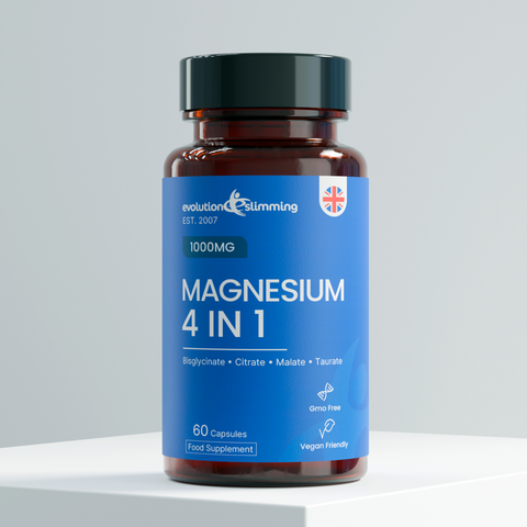 Magnesio 4 en 1: taurato, citrato, malato y bisglicinato de magnesio