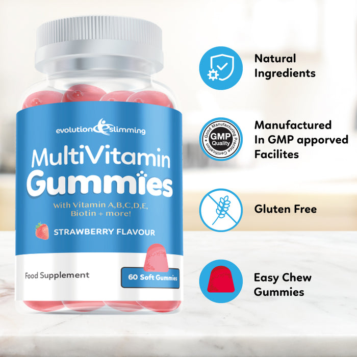 MultiVitamin Gummies with Vitamin A, B, D, C & E - 60 Gummies
